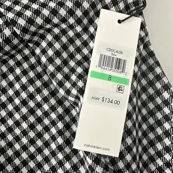 NWTs Calvin Klein Houndstooth Tulip Sleeve Mermaid Skirt Workwear Dress (8) - Picture 14 of 16